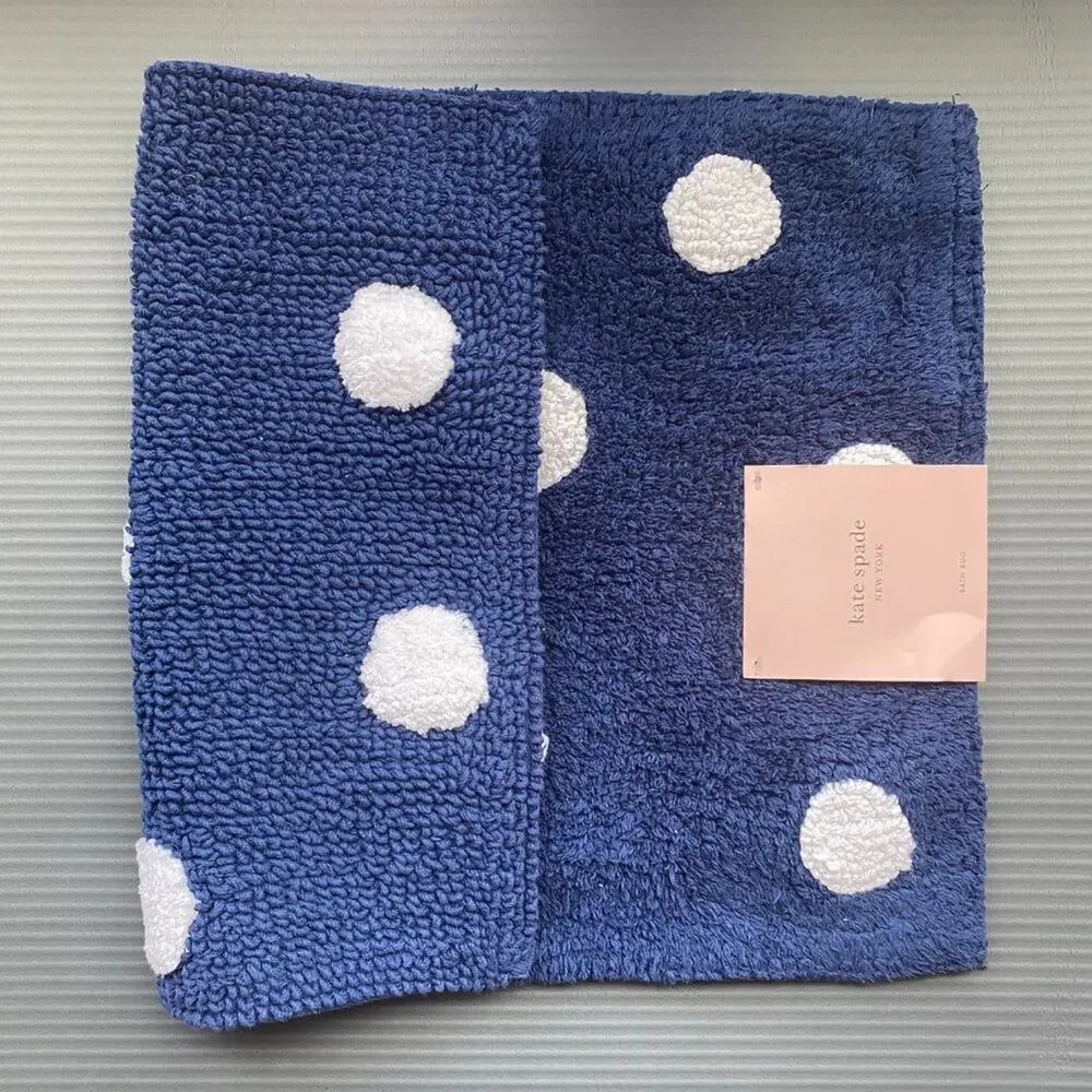 2 KATE SPADE BATH RUGS - COTTON BATH RUGS - REVERSIBLE - NEW - KATE SPADE